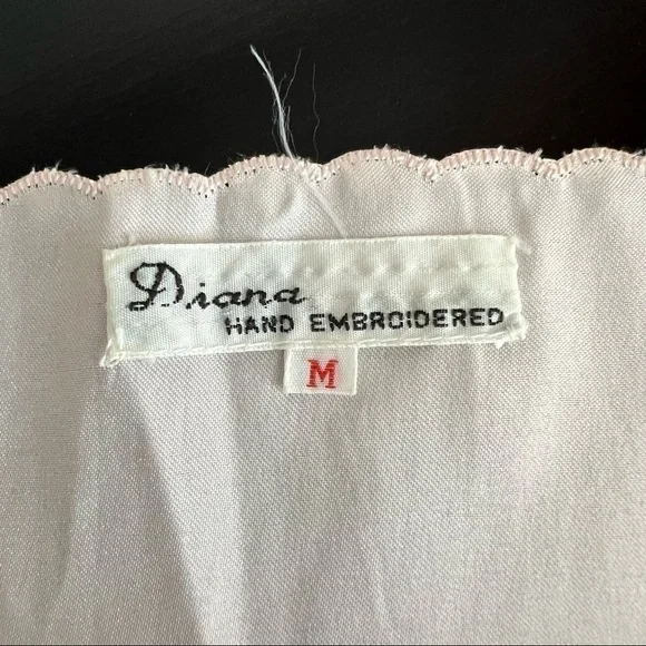 Vintage Diana Hand Embroidered Pink vintage satin intimates Set Shorts & top, M - Picture 13 of 13